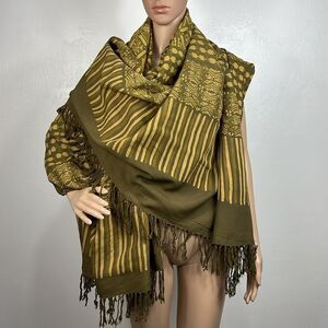 Antik Batik Geo Print Fringe Trim Shawl Scarf Wrap